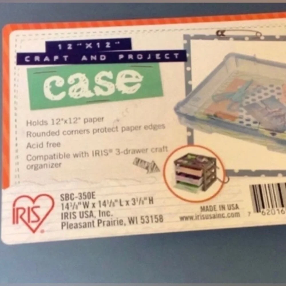 Iris BLUE TINT Plastic Scrapbook Paper Box Carrying Case Storage Tote